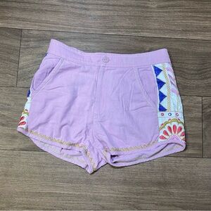 Anthropologie Pink Bohemian Embroidered Cotton Track Shorts Size 4